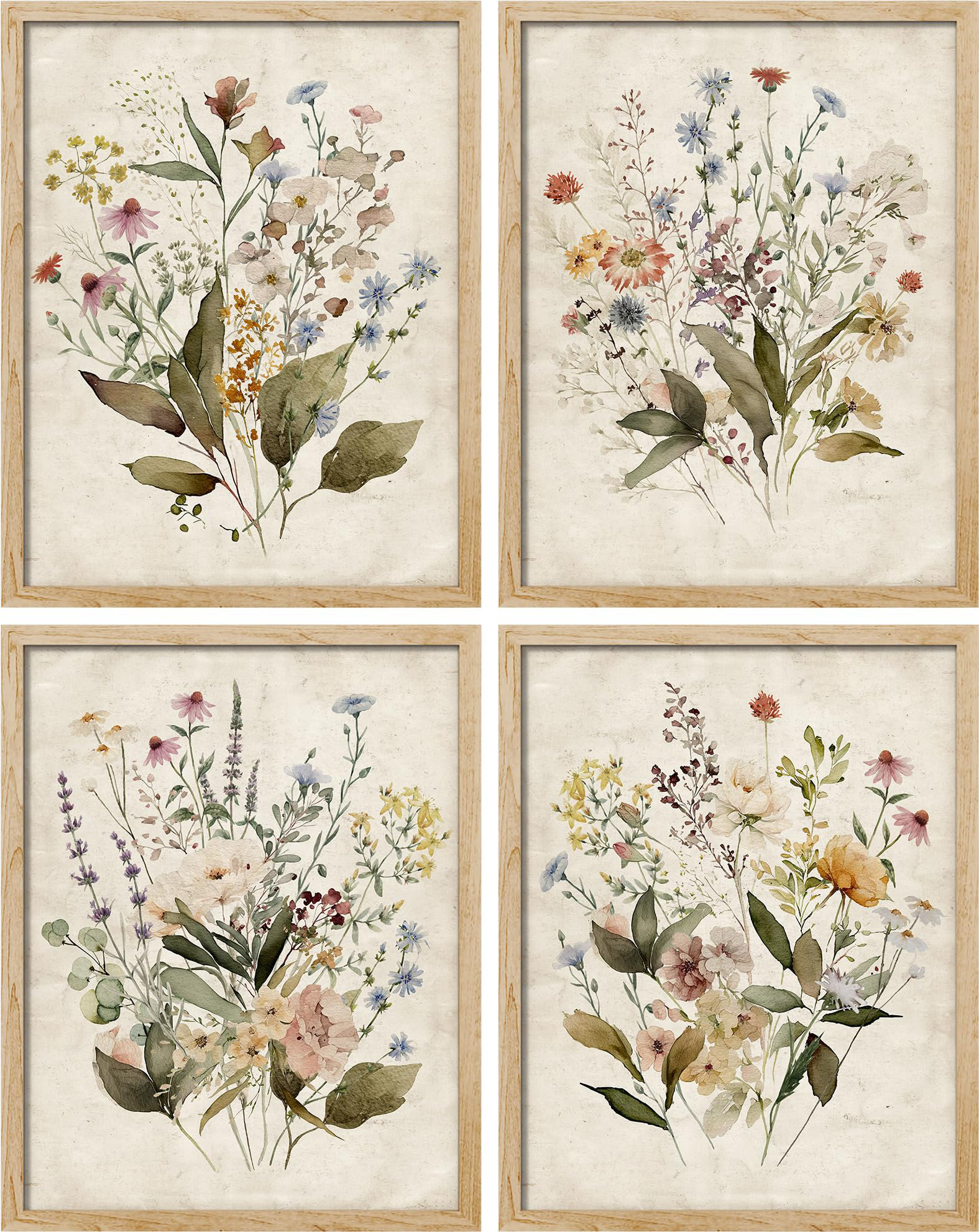 SIGNLEADER Vintage Wildflowers Bouquet Antique Botanical